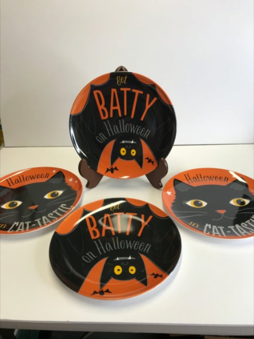 Lot of 4 Pottery Barn Kids Rare Halloween Melamine Plates